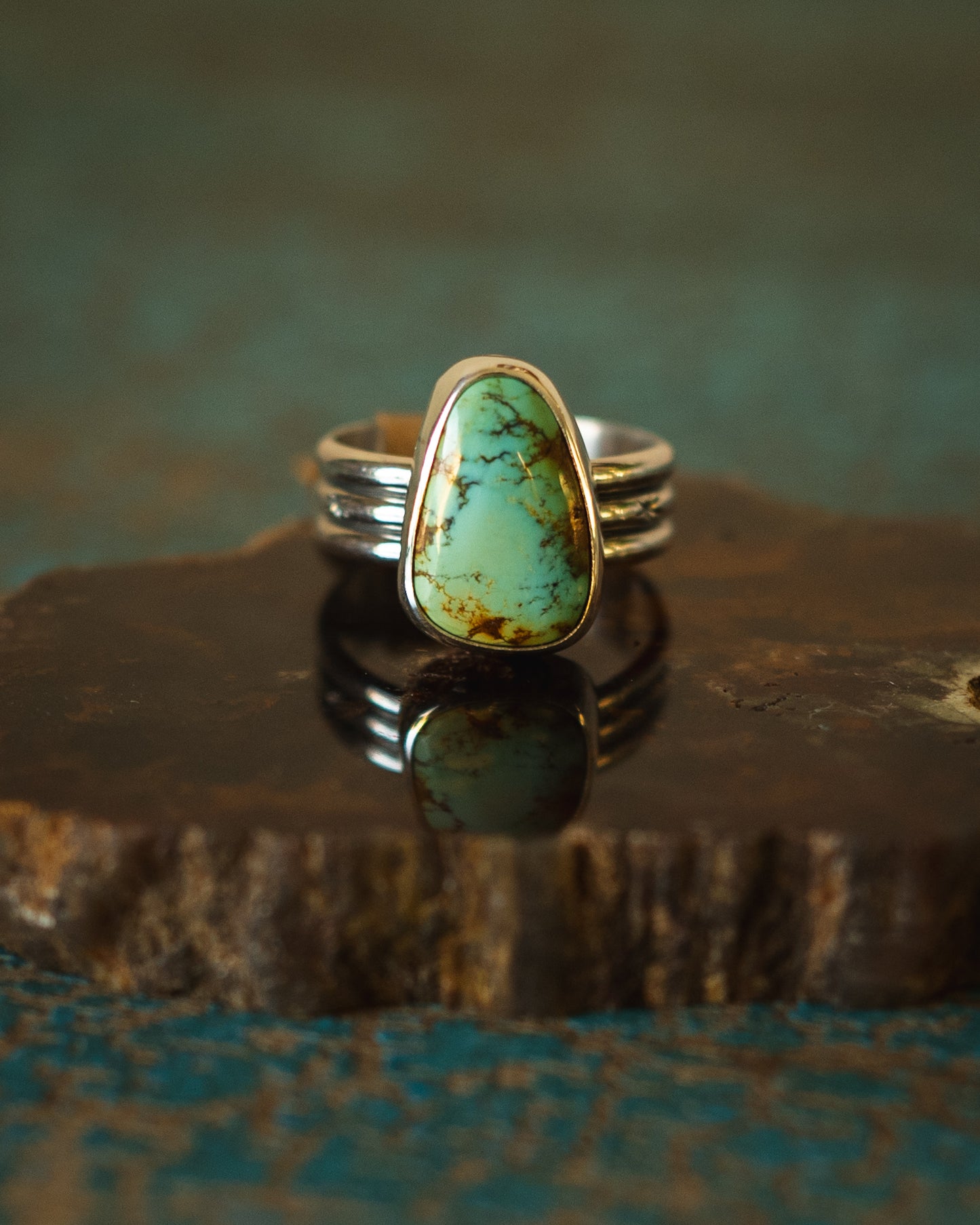 Natural Peacock Mountain Turquoise Ring