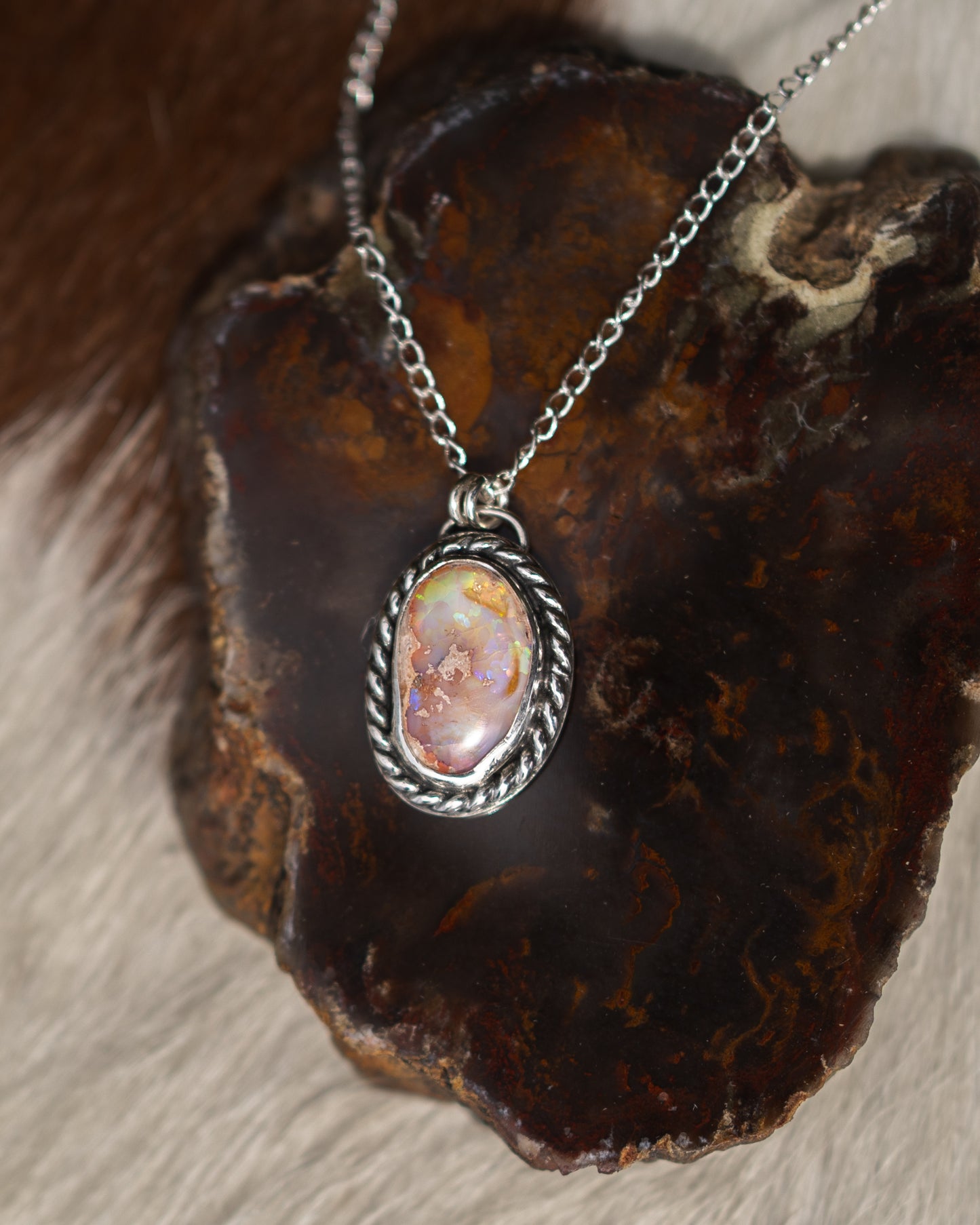 Flashy Natural Mexican Fire Opal Necklace