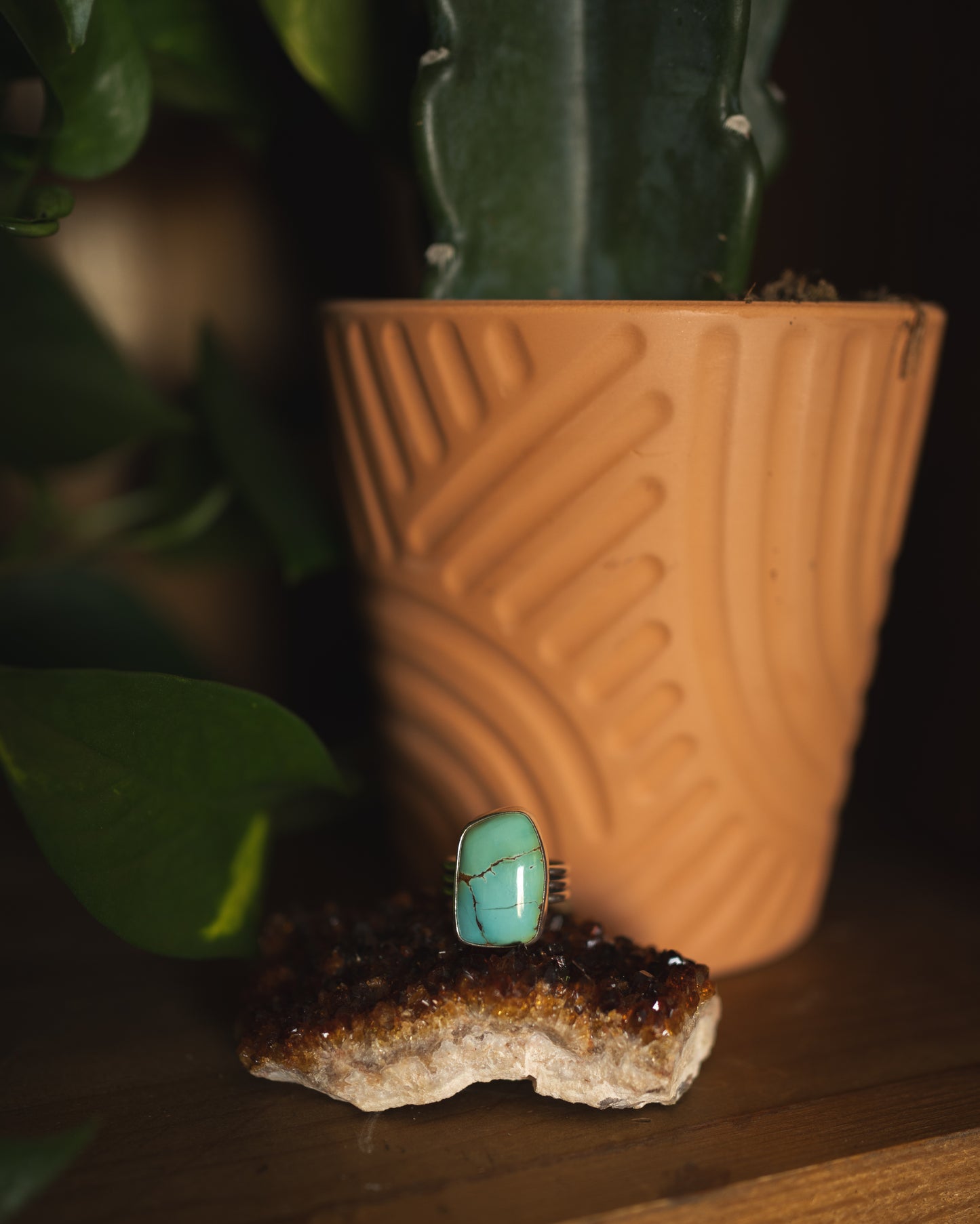 Chunky Natural Blackjack Turquoise Ring