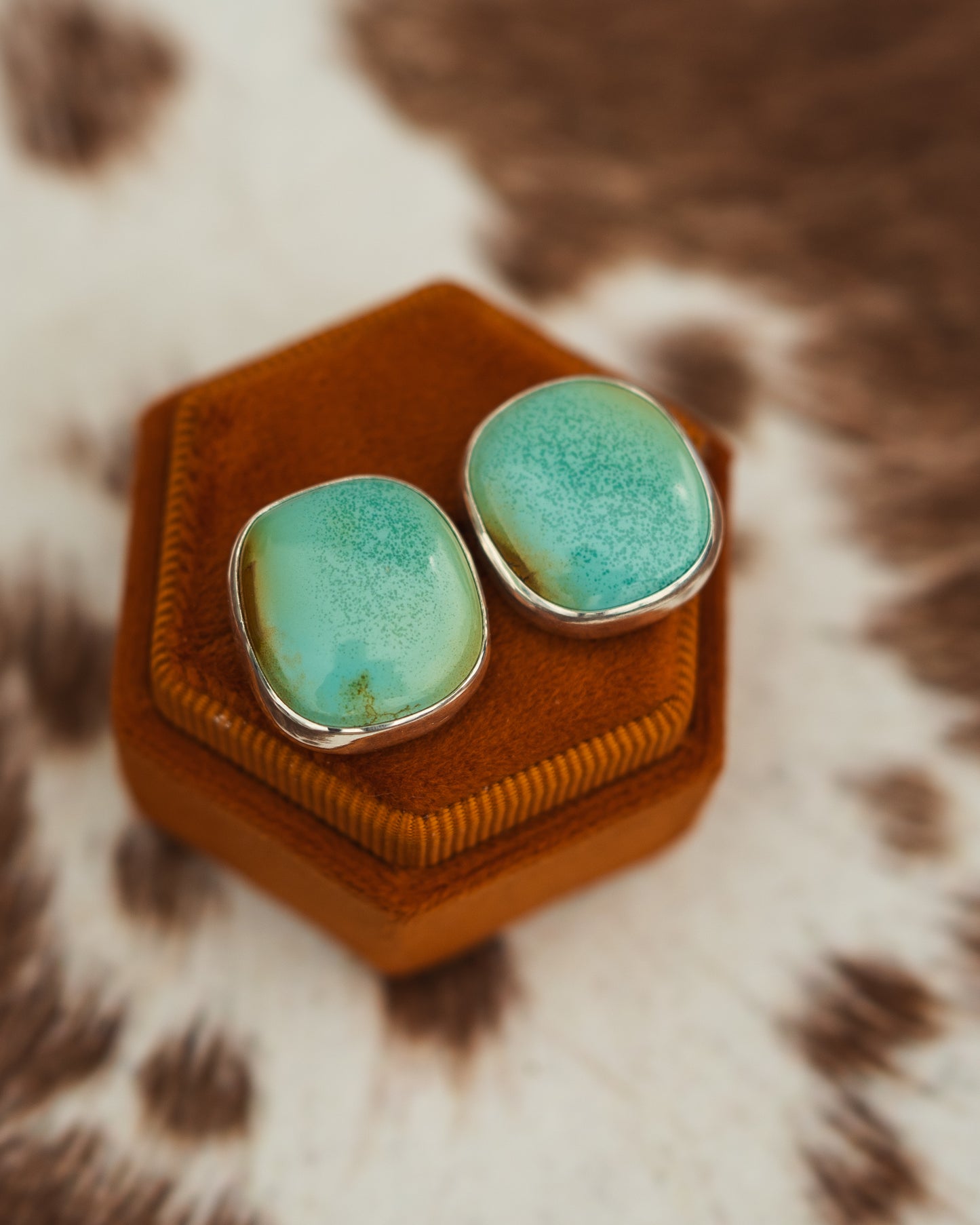 Natural Blackjack Turquoise Stud Earrings