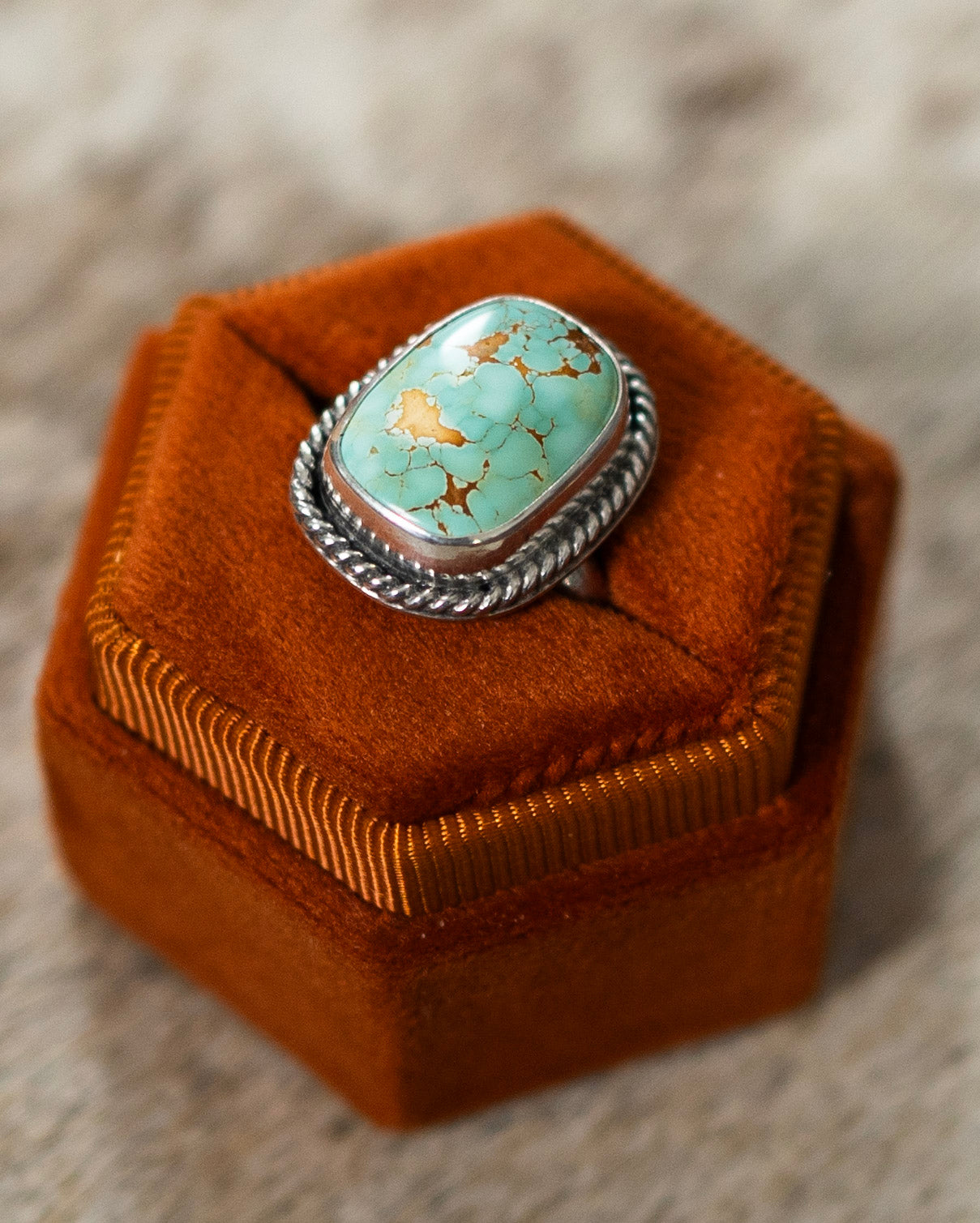 Breathtaking Natural Royston Turquoise Rope Ring