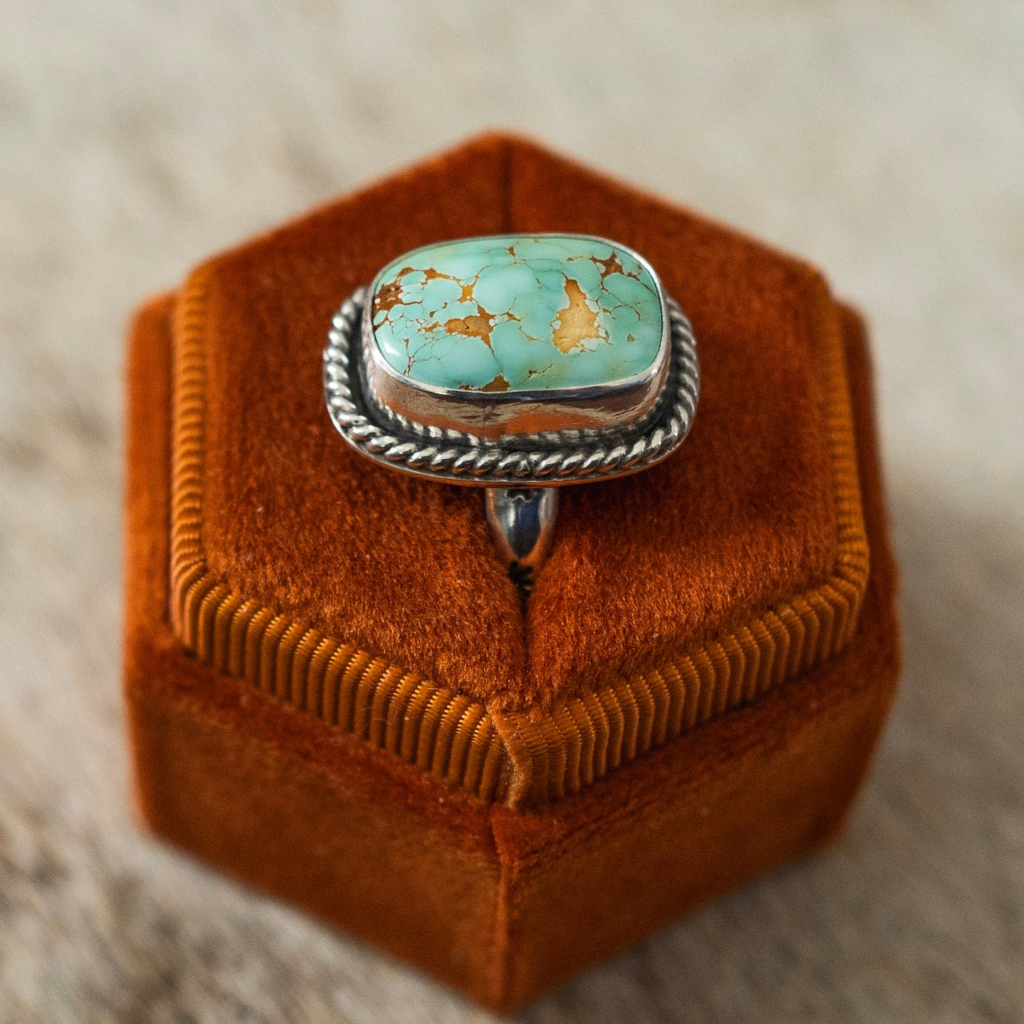 Breathtaking Natural Royston Turquoise Rope Ring