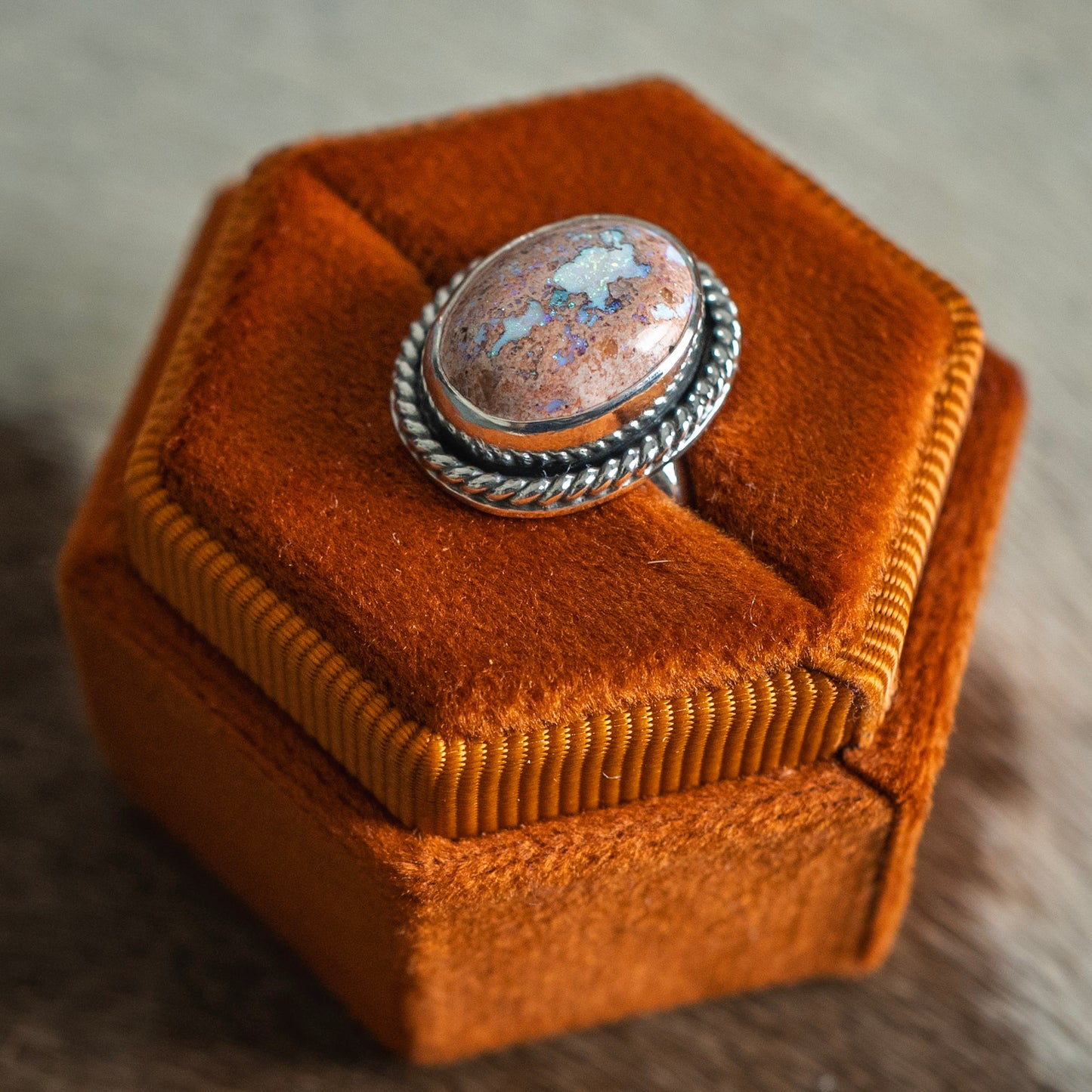 Dainty Mexican Fire Opal Ring