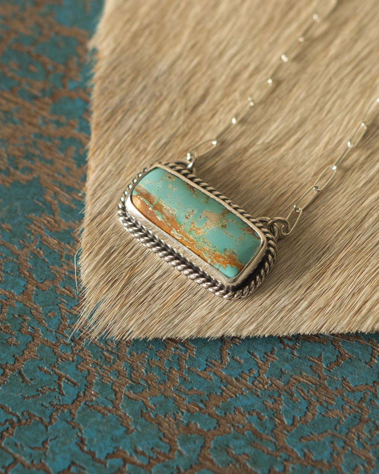 High Grade Royston Turquoise Bar Necklace