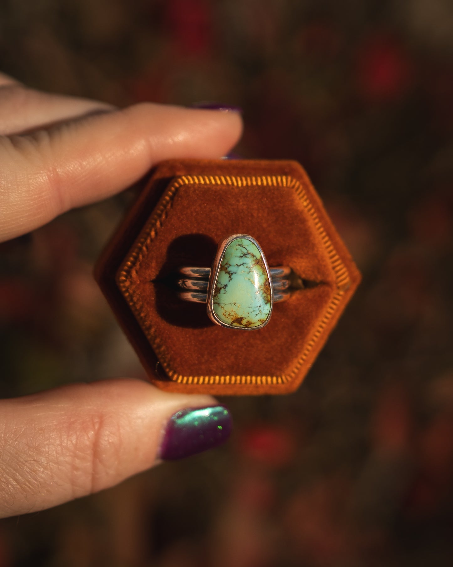 Natural Peacock Mountain Turquoise Ring