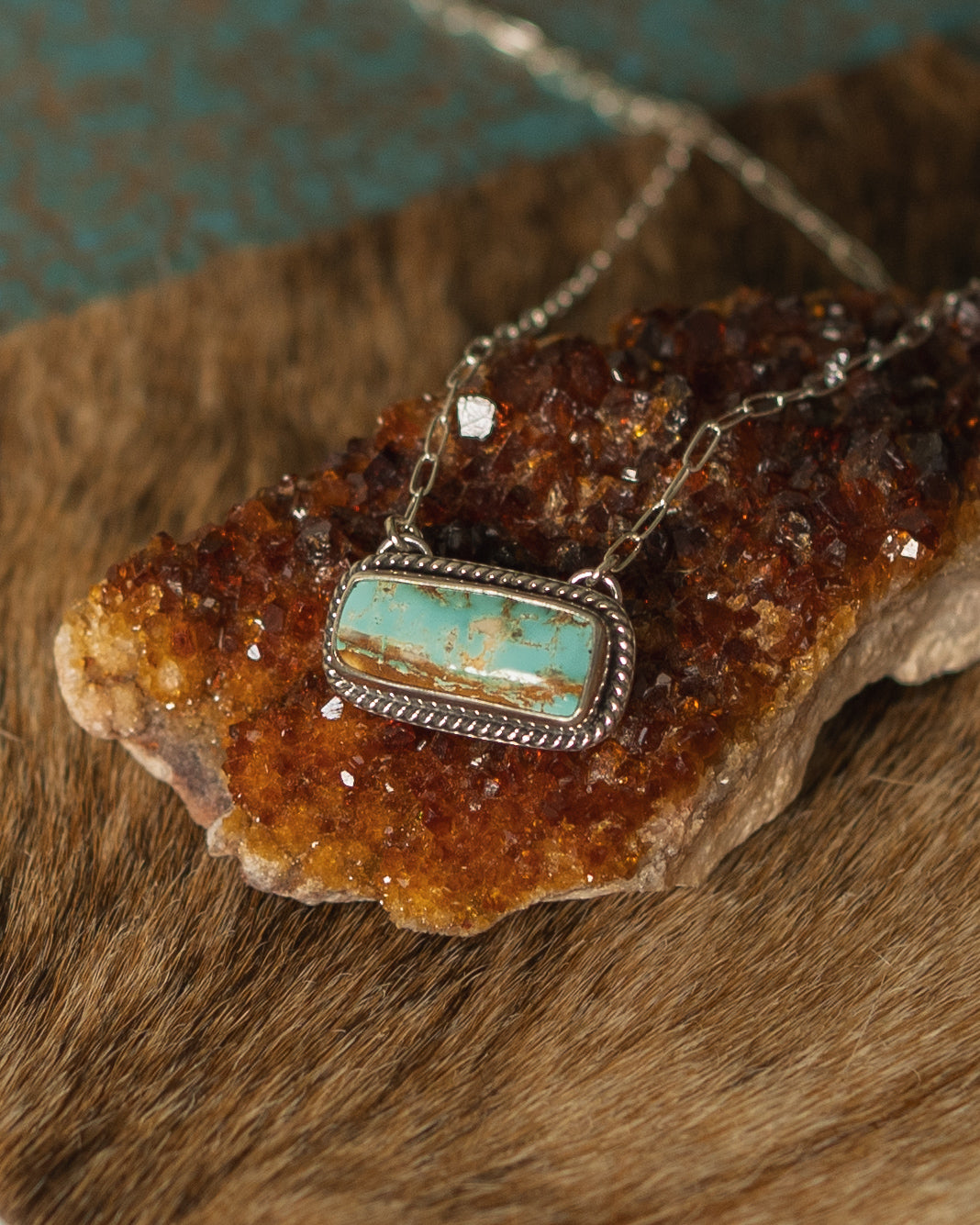 High Grade Royston Turquoise Bar Necklace