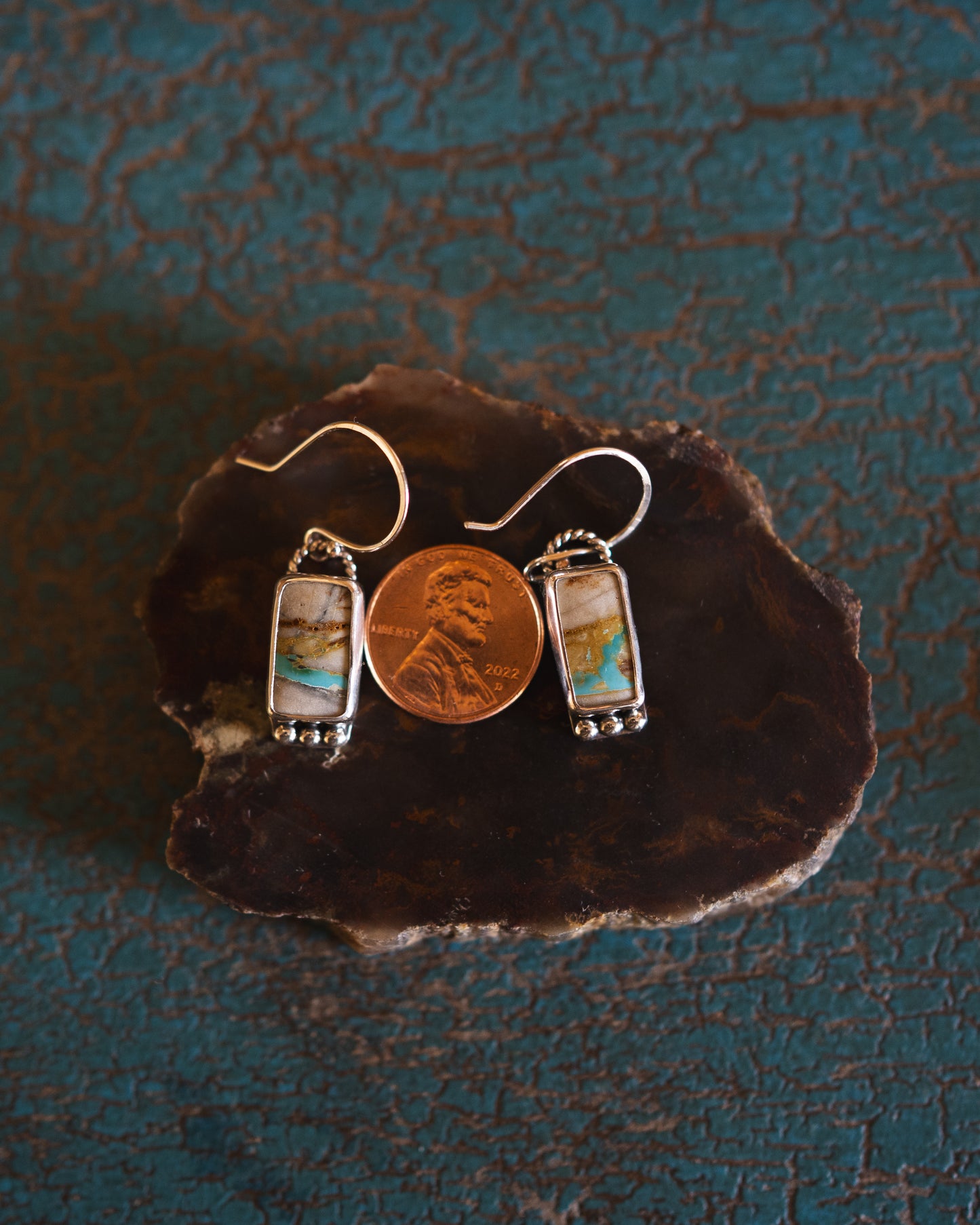 Natural Royston Ribbon Turquoise Dangle Earrings