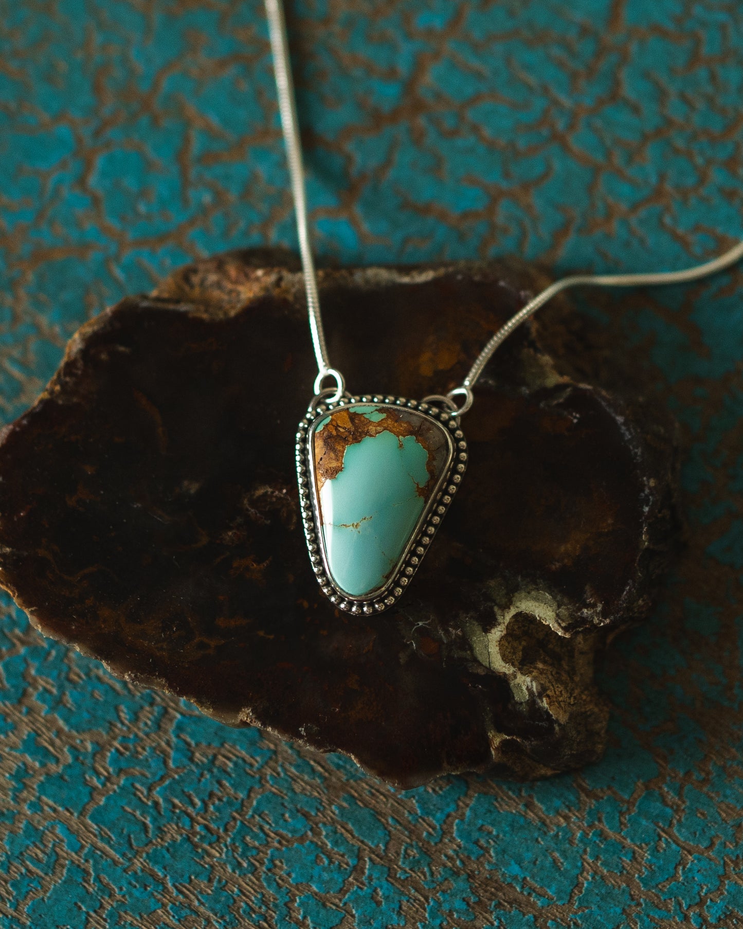 Natural Royston Turquoise Snake Chain Necklace