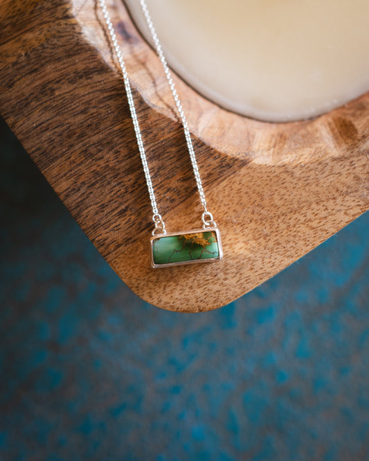 Petite Natural Royston Turquoise Bar Necklace