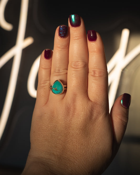 Natural Royston Turquoise Teardrop Ring