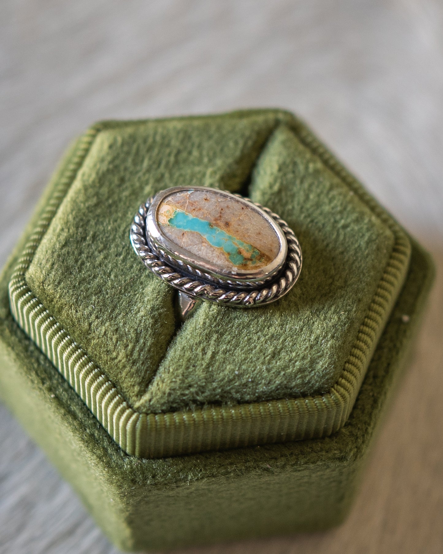 Natural Royston Ribbon Turquoise Ring